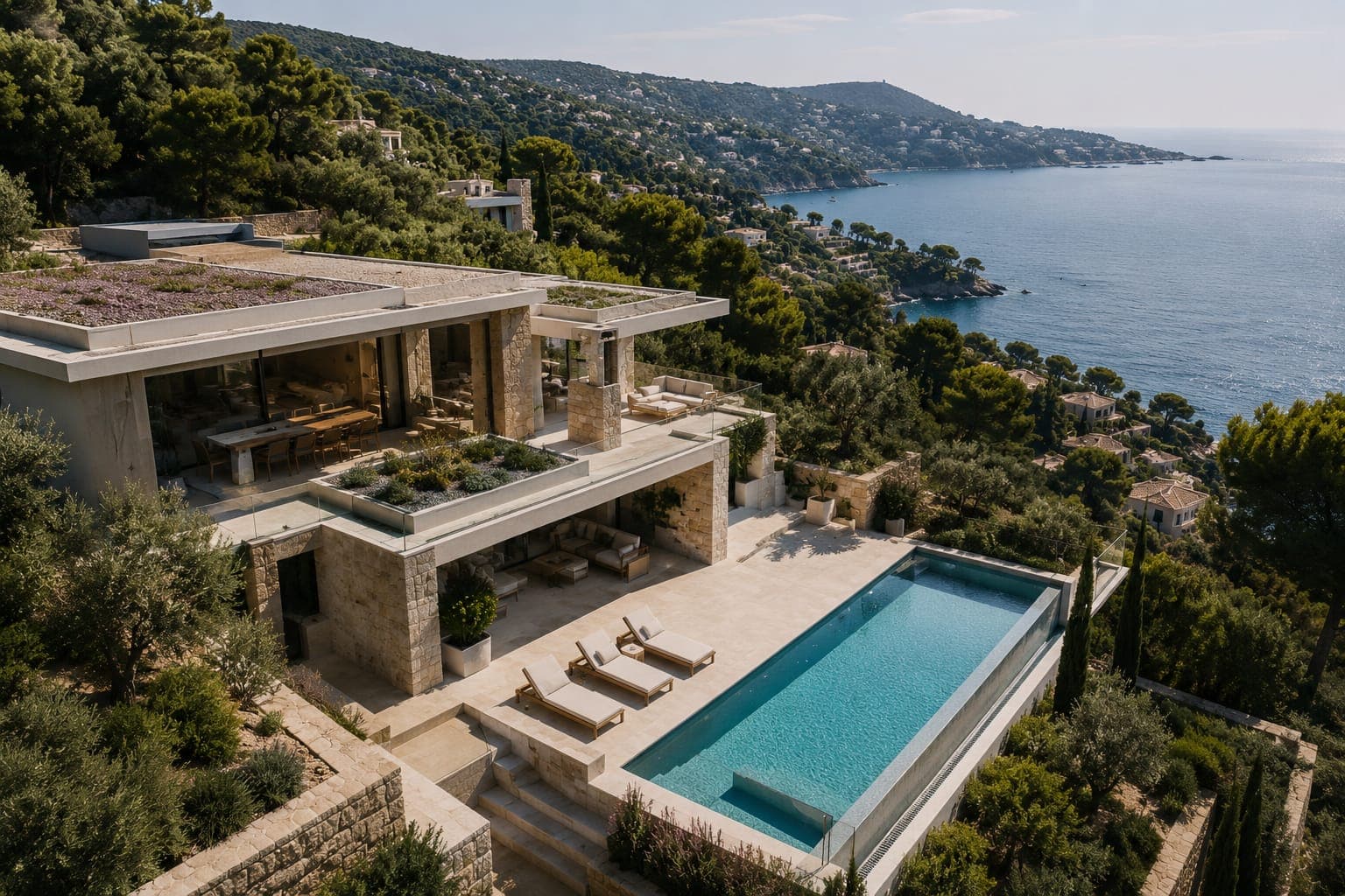 Villa contemporaine face à la Méditerranée, rénovée par Maison Luméra