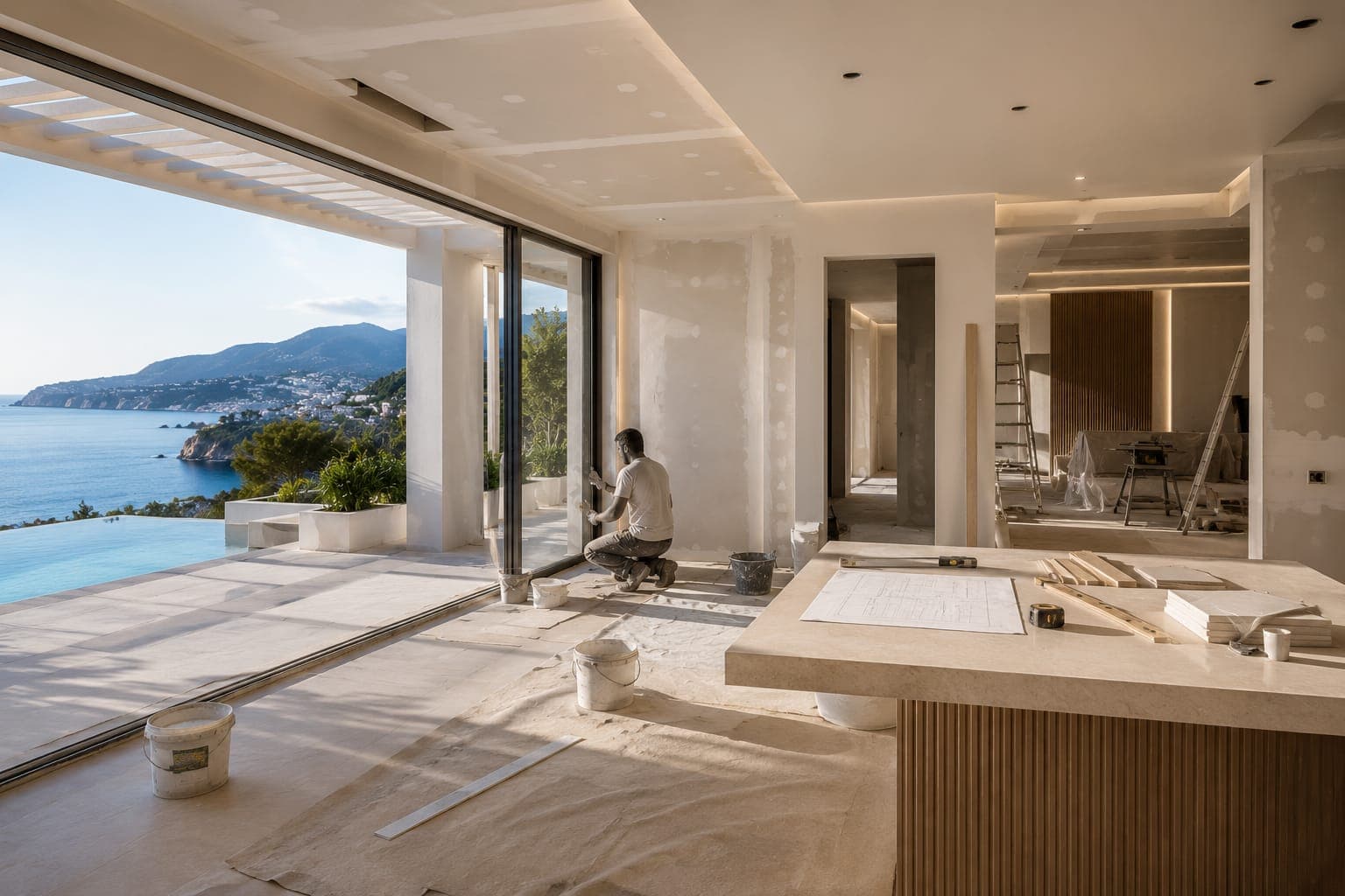 Villa Hélios pendant le chantier de rénovation